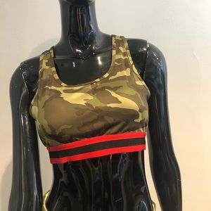 Nicole Miller Camo Print Racerback Sports Bra